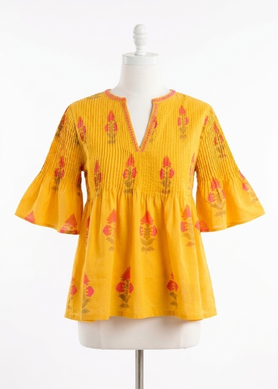 NEW IVY JANE mara v neck floral top in yellow